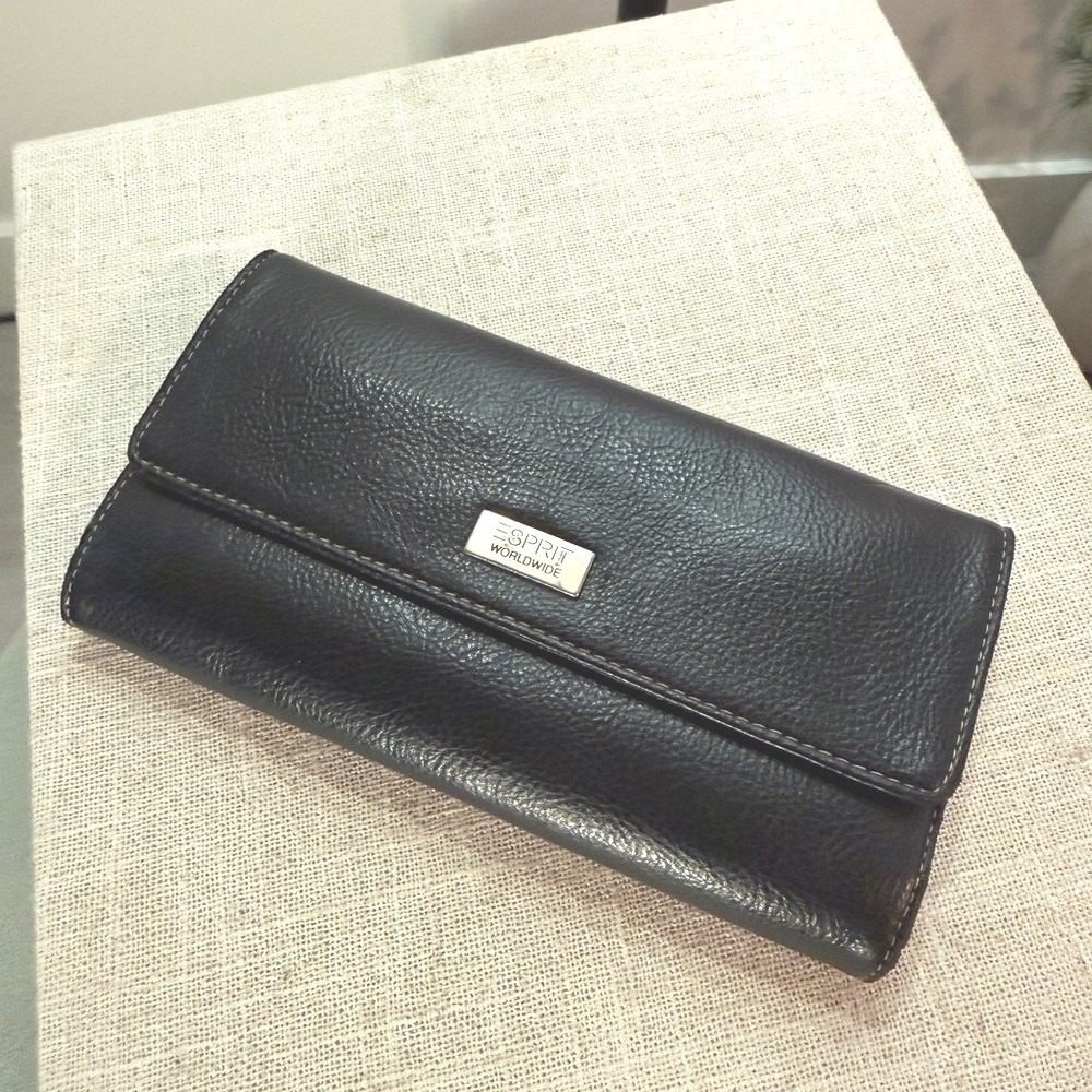 Esprit Y2K wallet 90s vintage all in one everyday carry leather check sleeve GUC